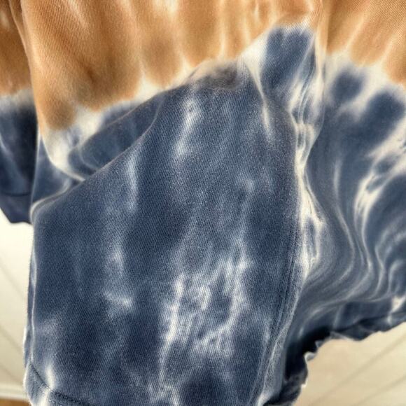 Madewell Women Long Sleeve Tie Dye Top Tshirt Blue Hippie Boho Lounge Size Small - Picture 3 of 6